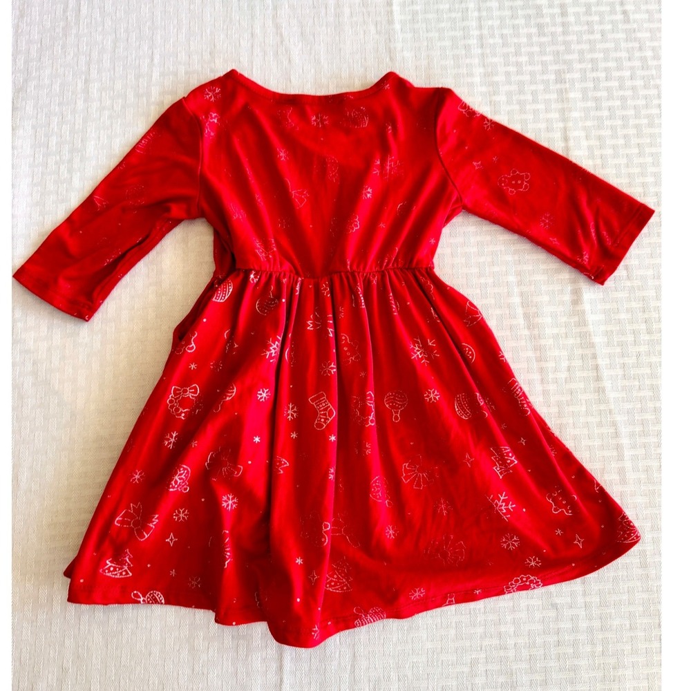 Emma & Elsa Red Christmas Holiday Glitter Skater Dress Girls 3T Long Sleeve - Picture 7 of 7